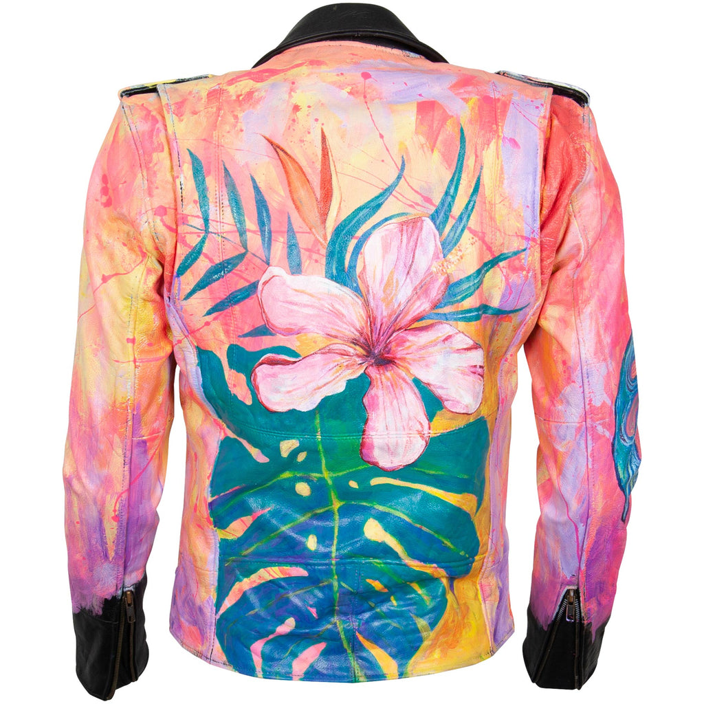 Leather Jacket - Hibiscus