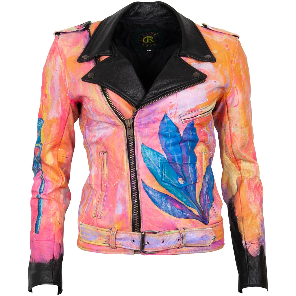 Leather Jacket - Hibiscus