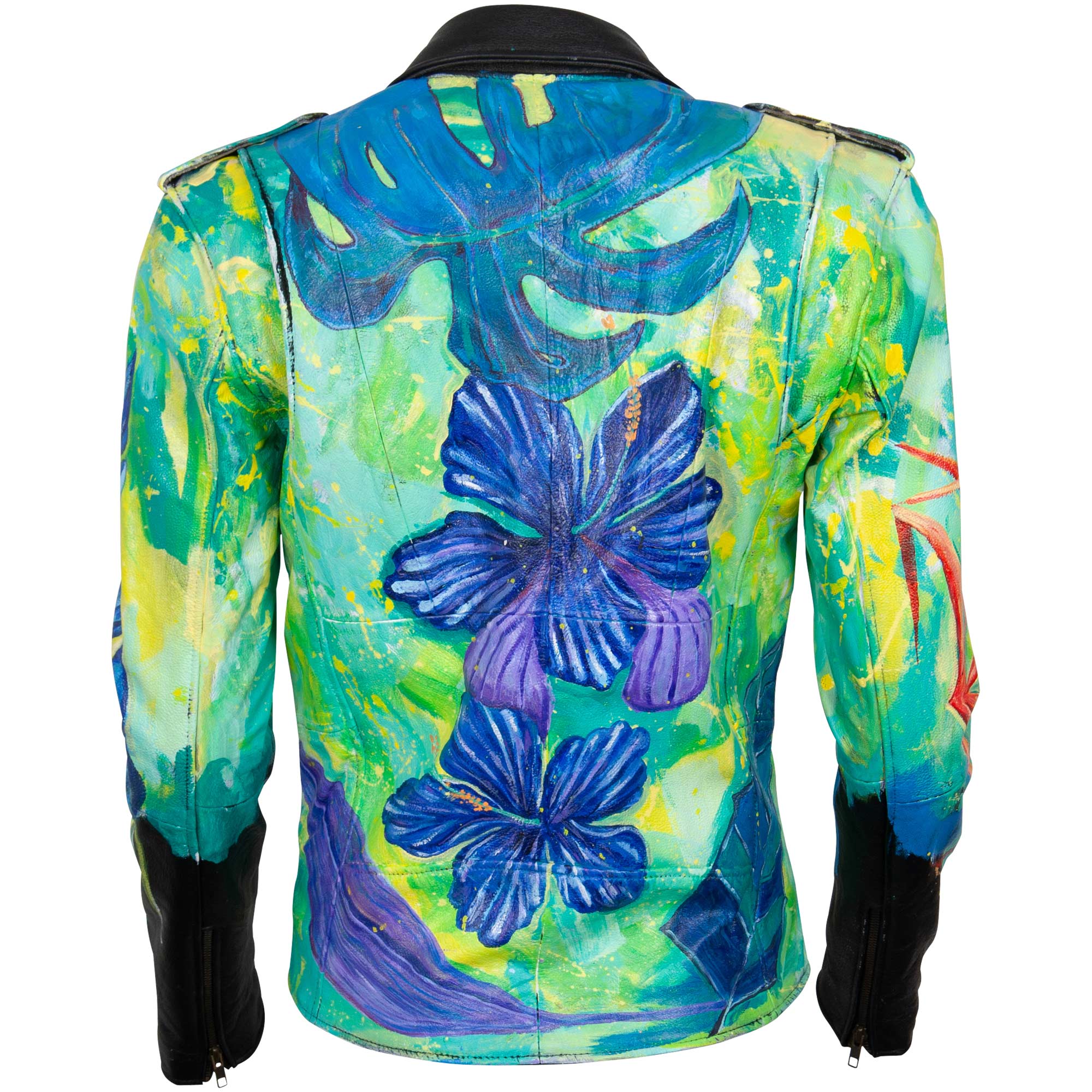 Leather Jacket - Monstera & Hibiscus