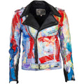 Leather Jacket - Cosmos & Plumeria