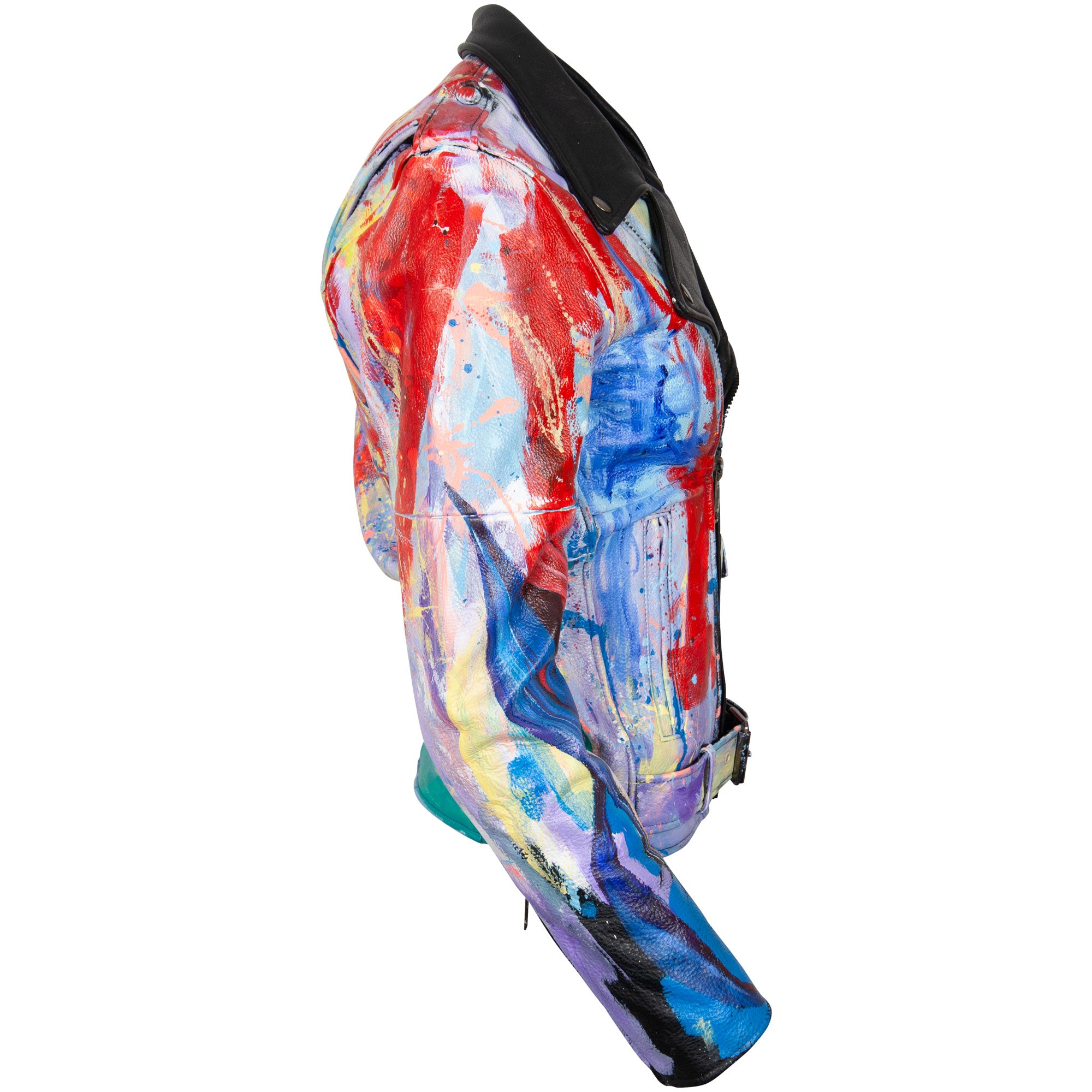 Leather Jacket - Cosmos & Plumeria