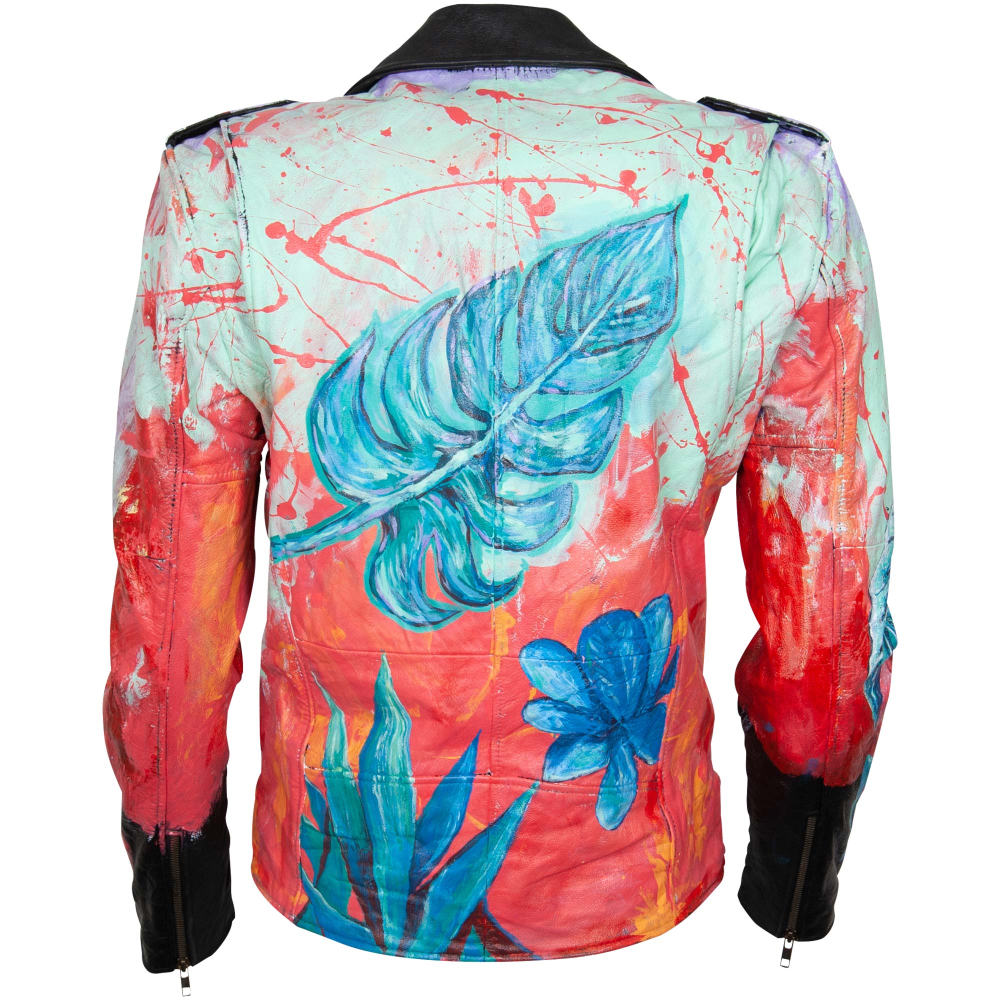 Leather Jacket - Blue Leaf