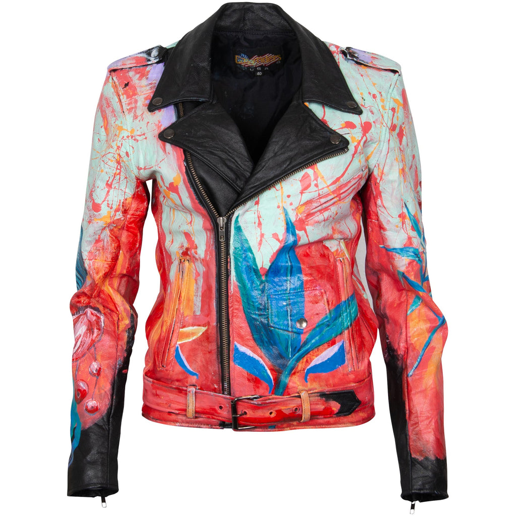 Leather Jacket - Blue Leaf