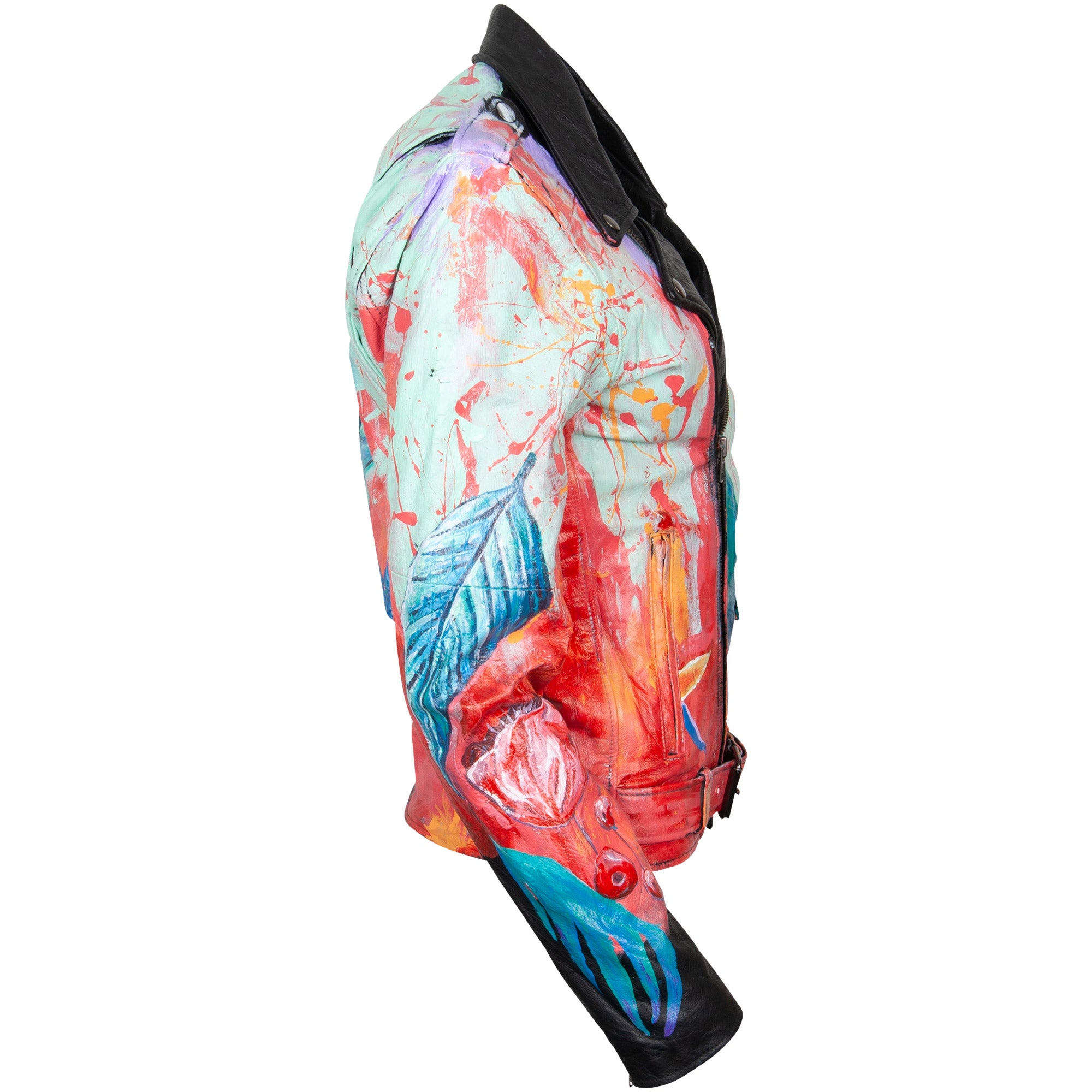 Leather Jacket - Blue Leaf
