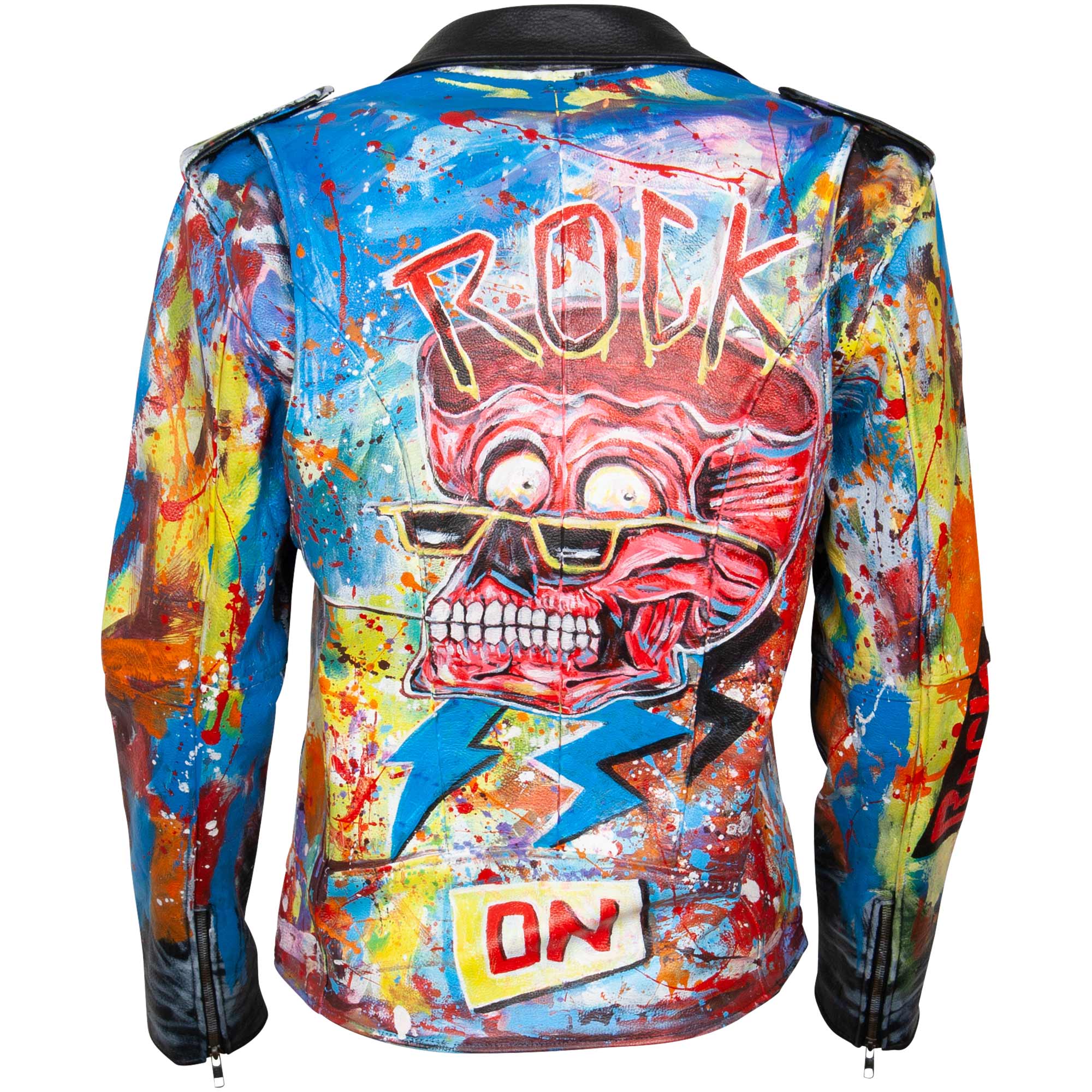 Leather Jacket - Rock On Skull